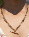 Antique 18kt Gold Trombone Lover’s Knot Albert Necklace | Chester 1915 Hallmarked | 18k T-Bar Dog Clip Watch Chain