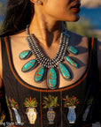 Ernest R Begay Candelaria Turquoise Necklace | 9mm Navajo Pearls | 286g Statement Necklace