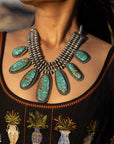 Ernest R Begay Candelaria Turquoise Necklace | 9mm Navajo Pearls | 286g Statement Necklace