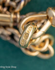 Antique 18kt Gold Trombone Lover’s Knot Albert Necklace | Chester 1915 Hallmarked | 18k T-Bar Dog Clip Watch Chain