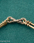 Antique 18kt Gold Trombone Lover’s Knot Albert Necklace | Chester 1915 Hallmarked | 18k T-Bar Dog Clip Watch Chain
