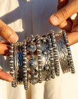 Chimney Butte Sterling Silver Ball, Beaded or Stamped Bangle Bracelet – Stackable Southwestern Jewelry - Oxidized