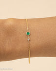 Minimalist 14K Gold Emerald & Diamond Bracelet
