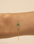 Minimalist 14K Gold Emerald & Diamond Bracelet