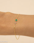 Minimalist 14K Gold Emerald & Diamond Bracelet