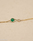 Minimalist 14K Gold Emerald & Diamond Bracelet