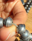 Vintage Navajo Sterling Silver Bead Necklace with Naja Pendant and 10 Coin Charms