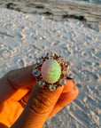 Exquisite Victorian Reproduction Opal & Diamond Cluster Ring – A Timeless Treasure