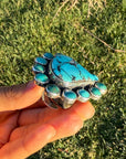 Massive Federico Jimenez Sterling Silver Ring • Kingman + Lone Mountain Turquoise • Adjustable Statement Ring • Signed & Stamped