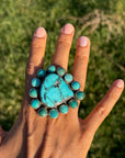 Massive Federico Jimenez Sterling Silver Ring • Kingman + Lone Mountain Turquoise • Adjustable Statement Ring • Signed & Stamped