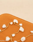 14K Gold Beaded Bracelet with Cloud-Shaped Pearl Drops