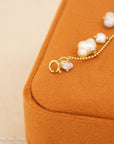 14K Gold Beaded Bracelet with Cloud-Shaped Pearl Drops