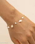 14K Gold Beaded Bracelet with Cloud-Shaped Pearl Drops