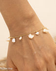 14K Gold Beaded Bracelet with Cloud-Shaped Pearl Drops