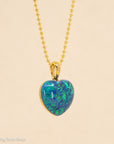 18K Gold Opal Puffy Heart Pendant
