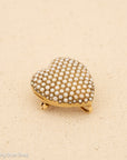 14K Antique Victorian Seed Pearls Heart Locket Brooch Pendant