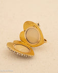 14K Antique Victorian Seed Pearls Heart Locket Brooch Pendant