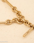 Antique Solid 18K Gold Trombone Link Chain with T-Bar and Dog Clip