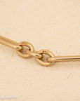 Antique Solid 18K Gold Trombone Link Chain with T-Bar and Dog Clip