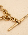 Antique Solid 18K Gold Trombone Link Chain with T-Bar and Dog Clip