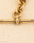 Antique Solid 18K Gold Trombone Link Chain with T-Bar and Dog Clip