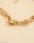 Antique Solid 18K Gold Trombone Link Chain with T-Bar and Dog Clip