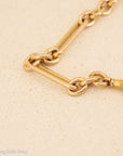 Antique Solid 18K Gold Trombone Link Chain with T-Bar and Dog Clip