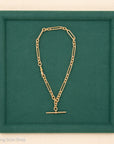 Antique Solid 18K Gold Trombone Link Chain with T-Bar and Dog Clip