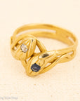 Antique French 18K Gold Double-Headed Snake Ring