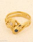 Antique French 18K Gold Double-Headed Snake Ring