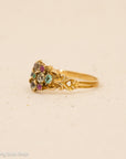 18K Gold Antique Georgian or Early Victorian Chrysoberyl, Emerald & Ruby Ring