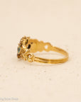 18K Gold Antique Georgian or Early Victorian Chrysoberyl, Emerald & Ruby Ring