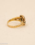 Antique 15K Gold Sapphire & Pearl Cluster Ring