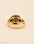 Antique 15K Gold Sapphire & Pearl Cluster Ring