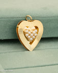 Vintage 14K Gold Heart Pendant with Seed Pearls