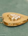 Vintage 14K Gold Heart Pendant with Seed Pearls