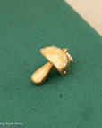 14K Gold and Diamond Studded Mushroom Pendant