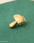 14K Gold and Diamond Studded Mushroom Pendant