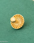 14K Gold and Diamond Studded Mushroom Pendant