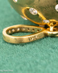 14K Gold and Diamond Studded Mushroom Pendant