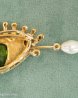 Whimsical 18K Gold Eye Brooch with Peridot, Diamonds & Pearl Teardrop