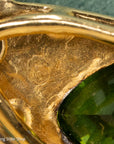 Whimsical 18K Gold Eye Brooch with Peridot, Diamonds & Pearl Teardrop