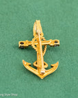 18K Gold Anchor Pendant with Sapphires & Diamonds