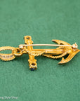 18K Gold Anchor Pendant with Sapphires & Diamonds