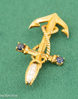 18K Gold Anchor Pendant with Sapphires & Diamonds