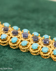 18K Italian Gold Bracelet with Sapphire and Turquoise