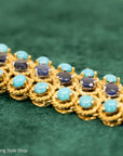 18K Italian Gold Bracelet with Sapphire and Turquoise
