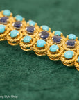 18K Italian Gold Bracelet with Sapphire and Turquoise