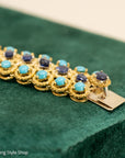 18K Italian Gold Bracelet with Sapphire and Turquoise