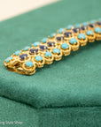 18K Italian Gold Bracelet with Sapphire and Turquoise